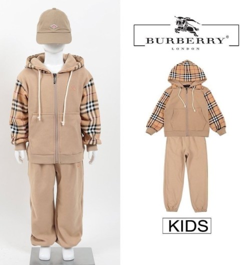 버버리 키즈 체크 후드집업 셋업 -베이지-