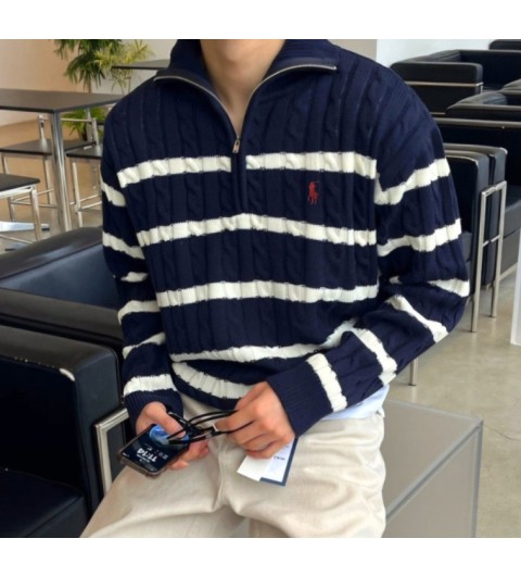 폴로 랄프로렌 하프 단가라 케이블 반집업 (3color) -남여공용