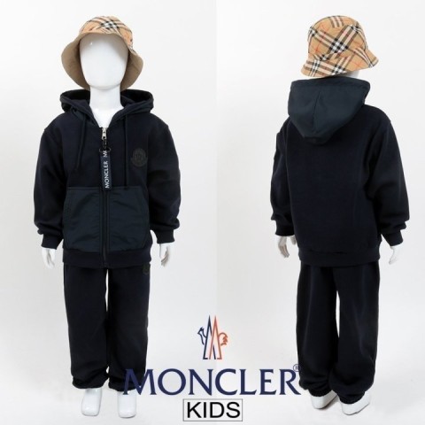 몽클레어 키즈 빅로고 배색 후드집업 셋업  -네이비-