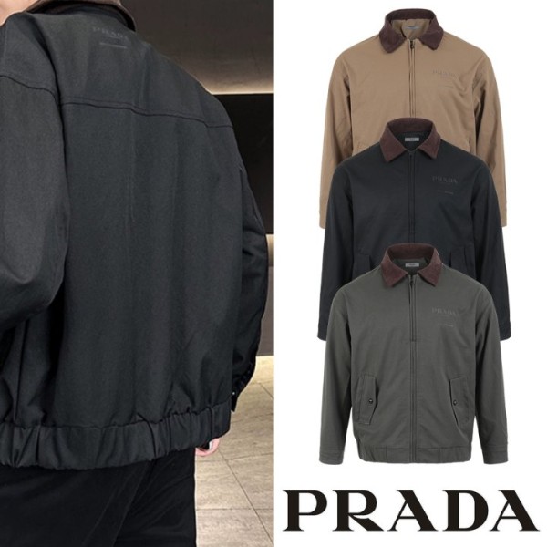 프라다 코듀로이 배색 카라 마르파 자켓-레플리카 사이트 쇼핑몰