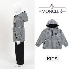 몽클레어 키즈 빅로고 체크 바람막이