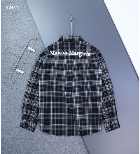 메종 마르지엘라 로고 오버핏 체크셔츠