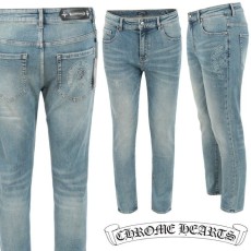 크롬하츠 말굽 프린트 엠보 워싱 슬림 일자진