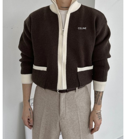 셀린느 배색 울 집업 (4color) -20434