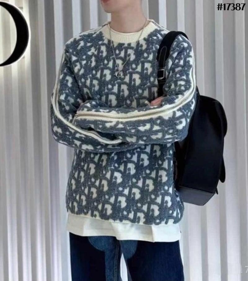 디올 사이드 지퍼 오블리크 자카드 니트 풀오버