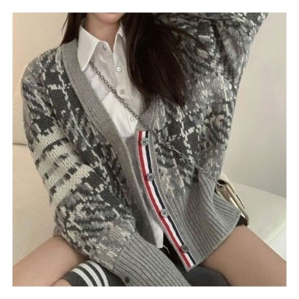 톰브라운 자카드 체크 펀믹스 가디건-레플리카 사이트 쇼핑몰