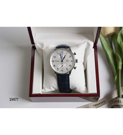 IWC 포르투기저 크로노그래프 레더 스트랩 워치