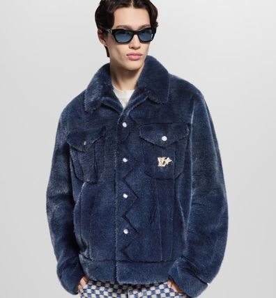 루이비통 밍크 데님 트러커 퍼 자켓