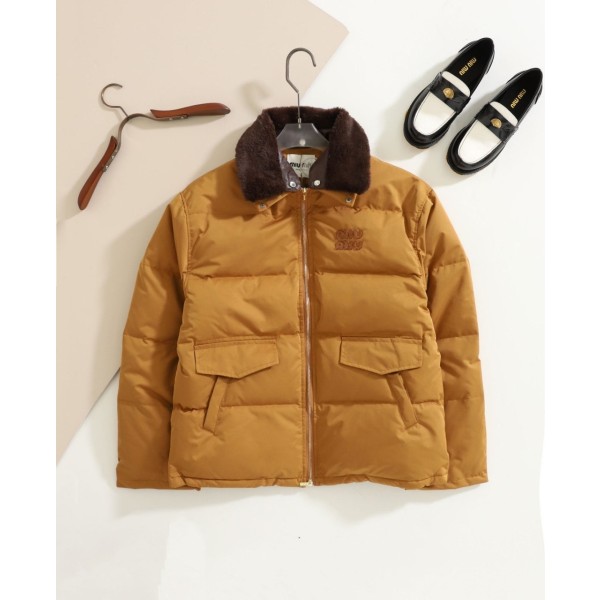 미우미우 여성 로고 자수 개버딘 패딩 다운자켓-레플리카 사이트 쇼핑몰