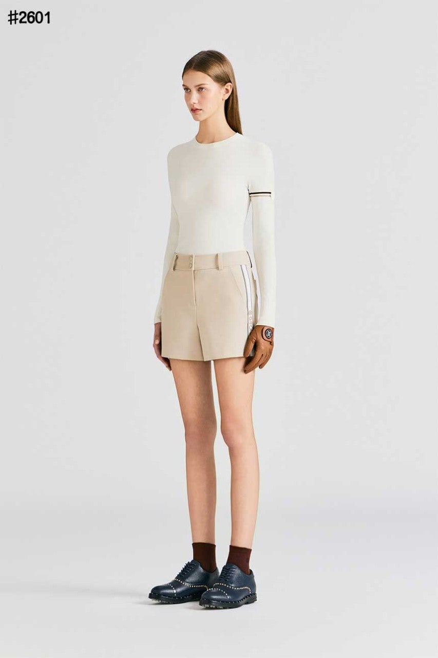 지포어 여성 사이드 자수 테이프 A 라인 쇼트 팬츠 - 2 Color