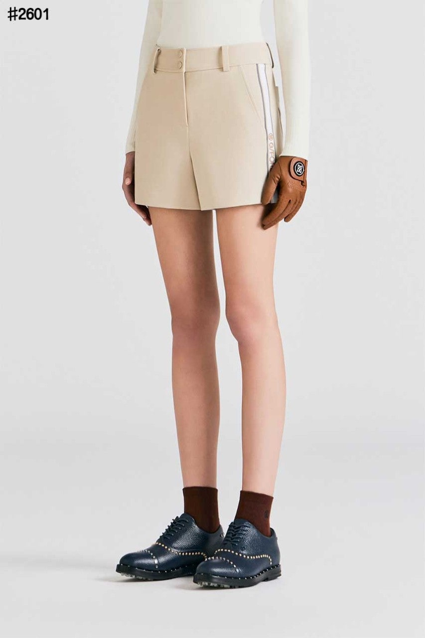 지포어 여성 사이드 자수 테이프 A 라인 쇼트 팬츠 - 2 Color