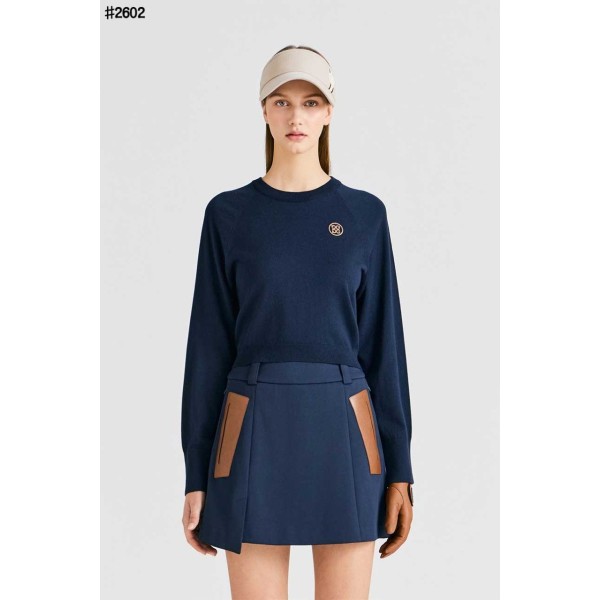 지포어 여성 크롭 롱 슬리브 크루넥 스웨터 - 2 Color-레플리카 사이트 쇼핑몰