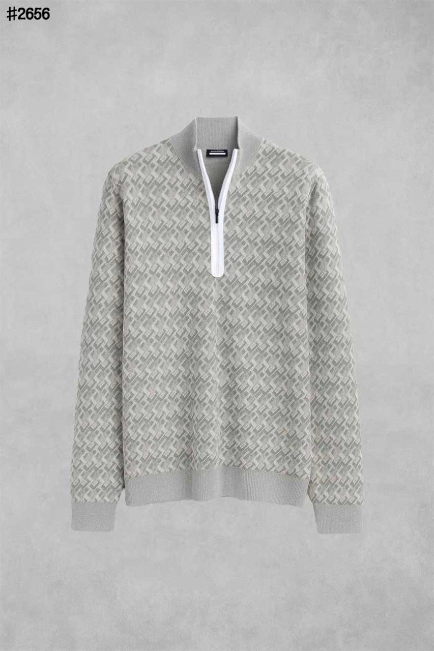 제이린드버그 네이트 브릿지 패턴 하프 집업 니트 스웨터