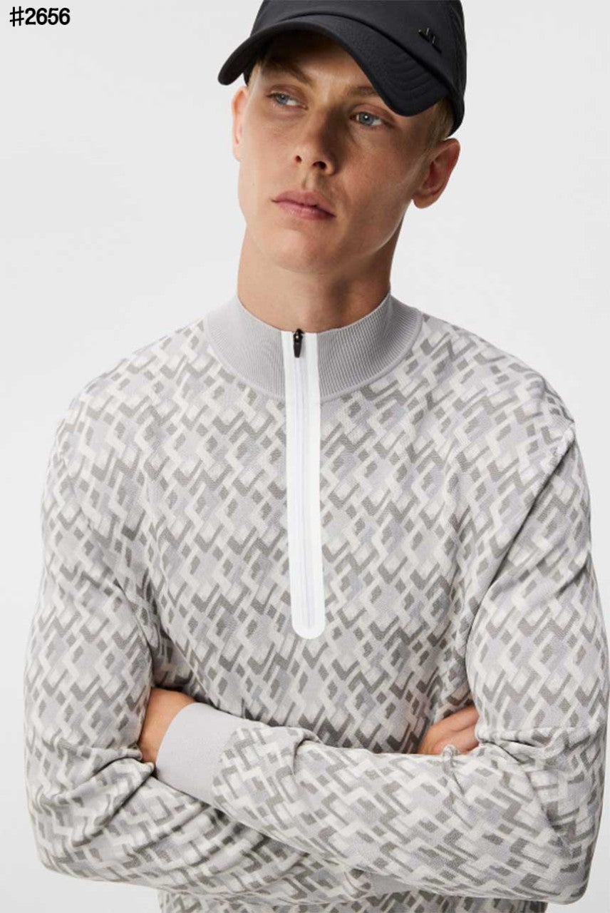 제이린드버그 네이트 브릿지 패턴 하프 집업 니트 스웨터