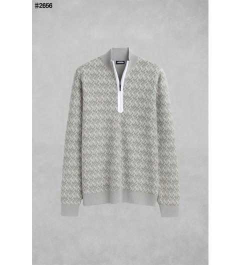 제이린드버그 네이트 브릿지 패턴 하프 집업 니트 스웨터