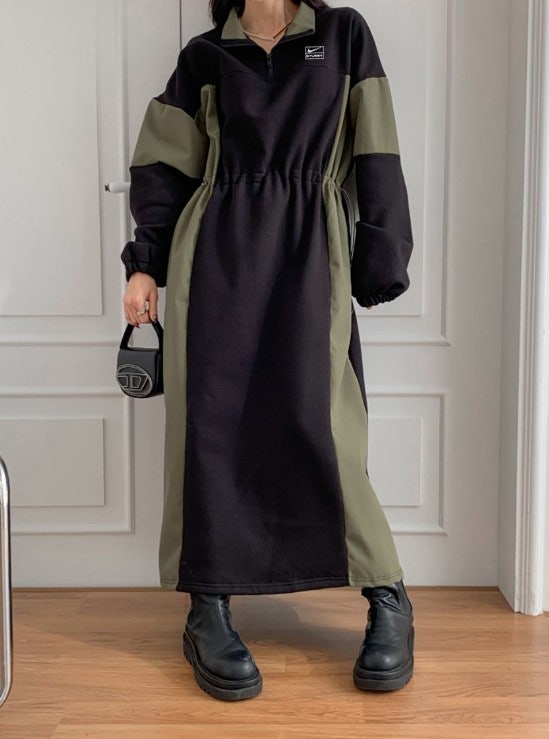 나이키 X 스투시 기모 배색 스트링원피스 (2color) -20467