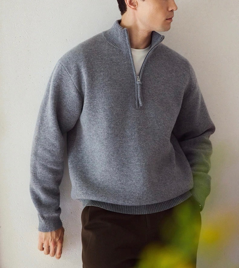 브루넬로 쿠치넬리 하프 집업 캐시미어 니트