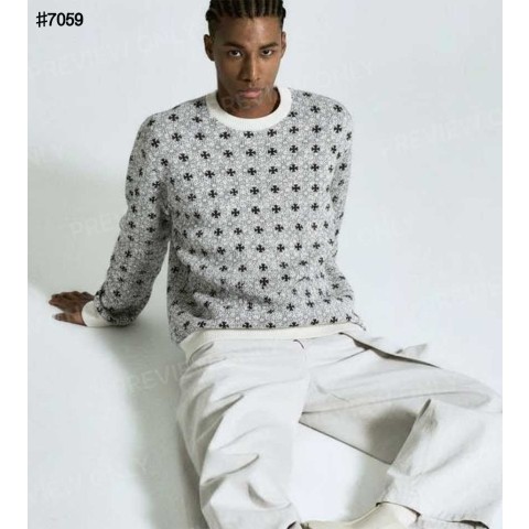 크롬하츠 세메테리 자카드 패턴 울 니트 풀오버