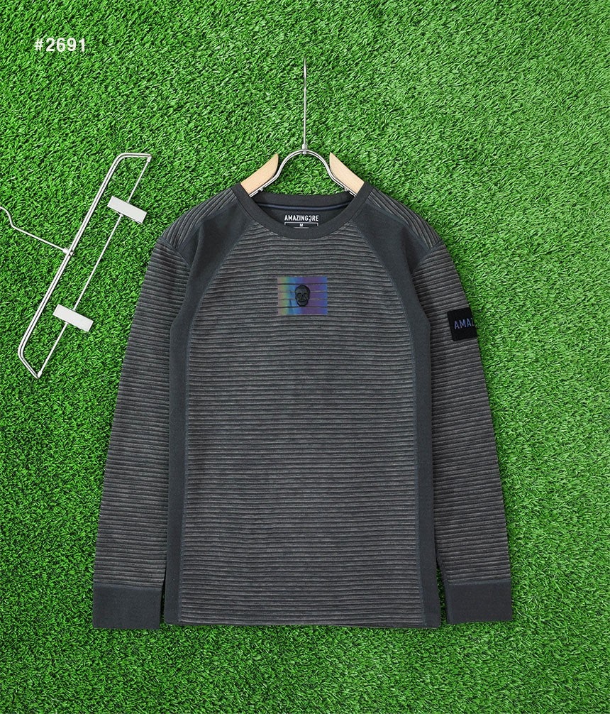 어메이징크리 아코디오 스트라이프 플리스 라운드 티셔츠 - 2 Color