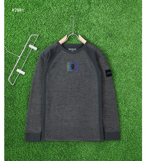 어메이징크리 아코디오 스트라이프 플리스 라운드 티셔츠 - 2 Color