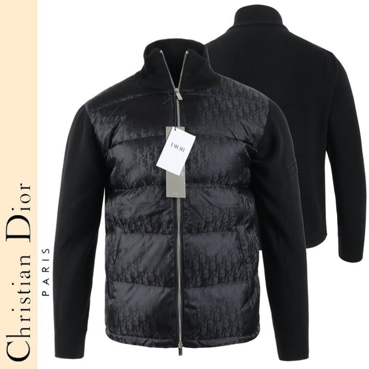 디올 자가드 니트 덕다운 패딩 집업