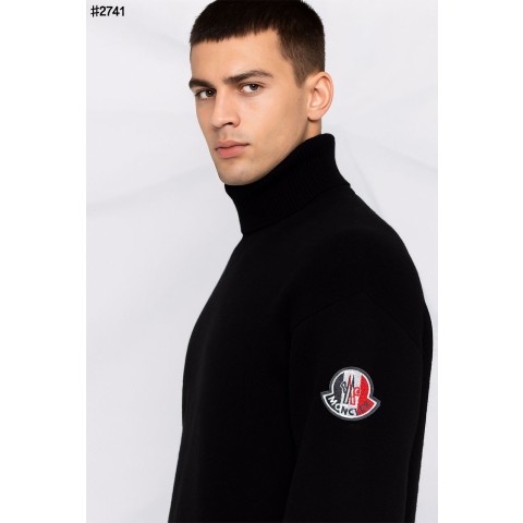 몽클레어 모티프 빅 암로고 패치 베이직 터틀넥 니트 풀오버