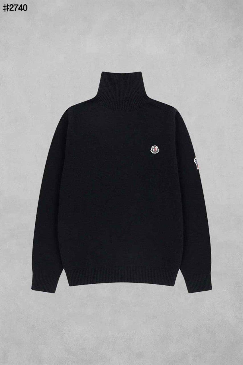 몽클레어 모티프 스몰 로고 패치 베이직 터틀넥 니트 풀오버