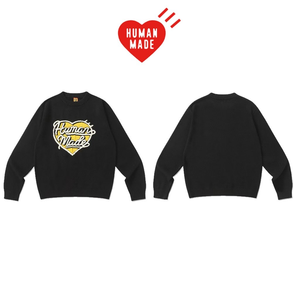 휴먼 메이드 하트 니트 스웨터 - 블랙