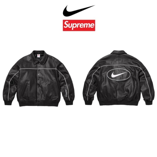 슈프림 x 나이키 레더 바시티 자켓 블랙-레플리카 사이트 쇼핑몰