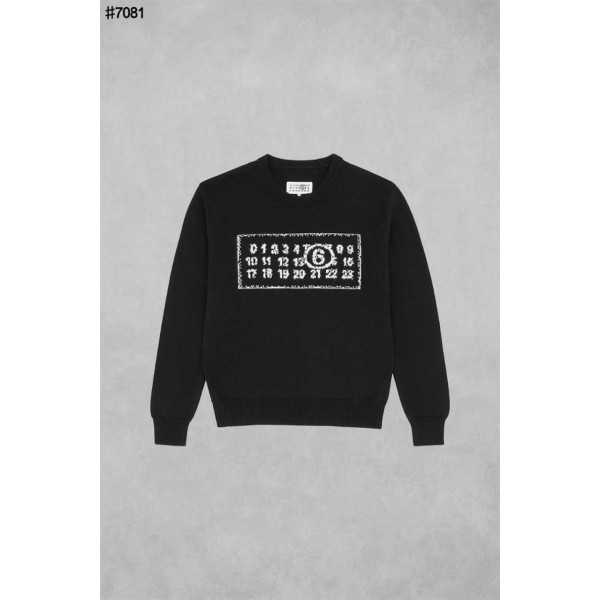 메종 마르지엘라 MM6 넘버링 자카드 울 니트 풀오버-레플리카 사이트 쇼핑몰