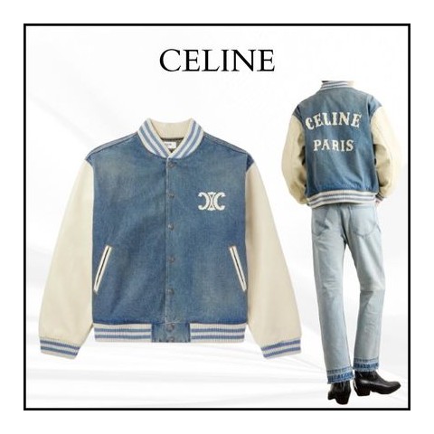 셀린느 B11 트리오페 워싱 데님 바시티 자켓