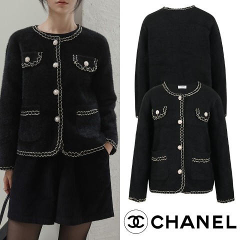 샤넬 골스 버튼 캐시미어 트위드 자켓