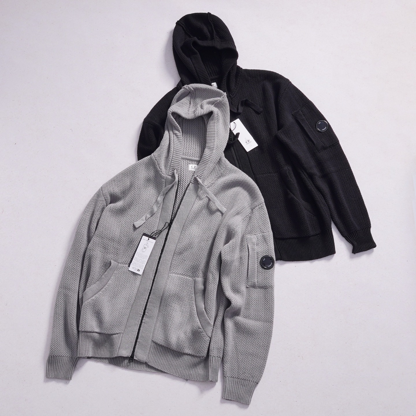 씨피컴퍼니 울 니트 후드 집업 니트 - 2 Color