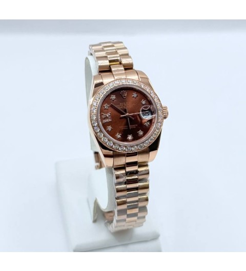 롤렉스 오이스터, 28mm, 에버로즈 골드 다이아몬드 -여성용- (국내공장 AS가능)