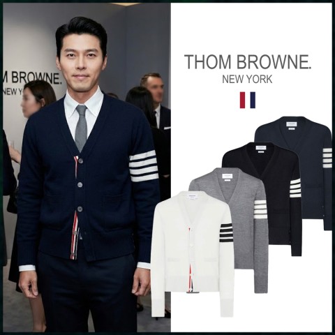 톰브라운 코튼 4바 크레이프 브이넥 가디건 - 4 Color