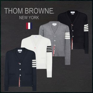 톰브라운 코튼 4바 크레이프 브이넥 가디건 - 4 Color