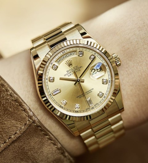 롤렉스 이데이트 128238 샴페인 다이아 셋팅 프레지던트 (국내공장 AS가능)