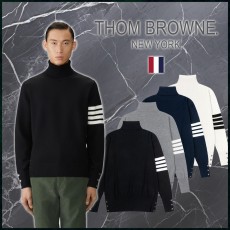 톰브라운 코튼 4바 터틀넥 울 스웨터 - 블랙