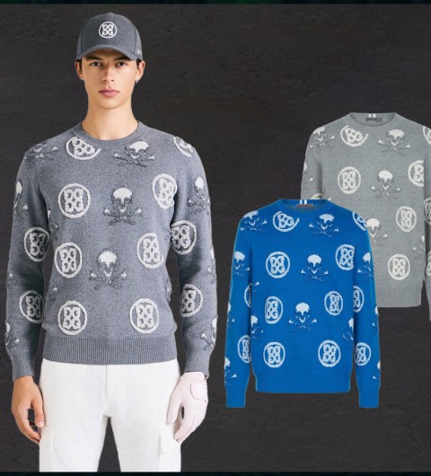 지포어 코튼 캐시미어 Skull&T's 자카드 스웨터 - 2 Color