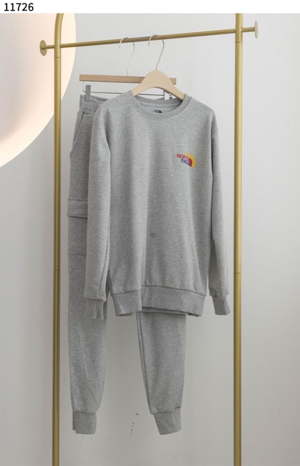 노스페이스 로고 맨투맨 밴딩 팬츠 기모 세트 - 2 Color