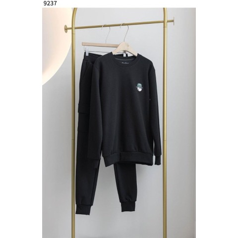 말본 포인트 라운드 맨투맨 조거팬츠 기모 트레이닝 세트 - 2 Color