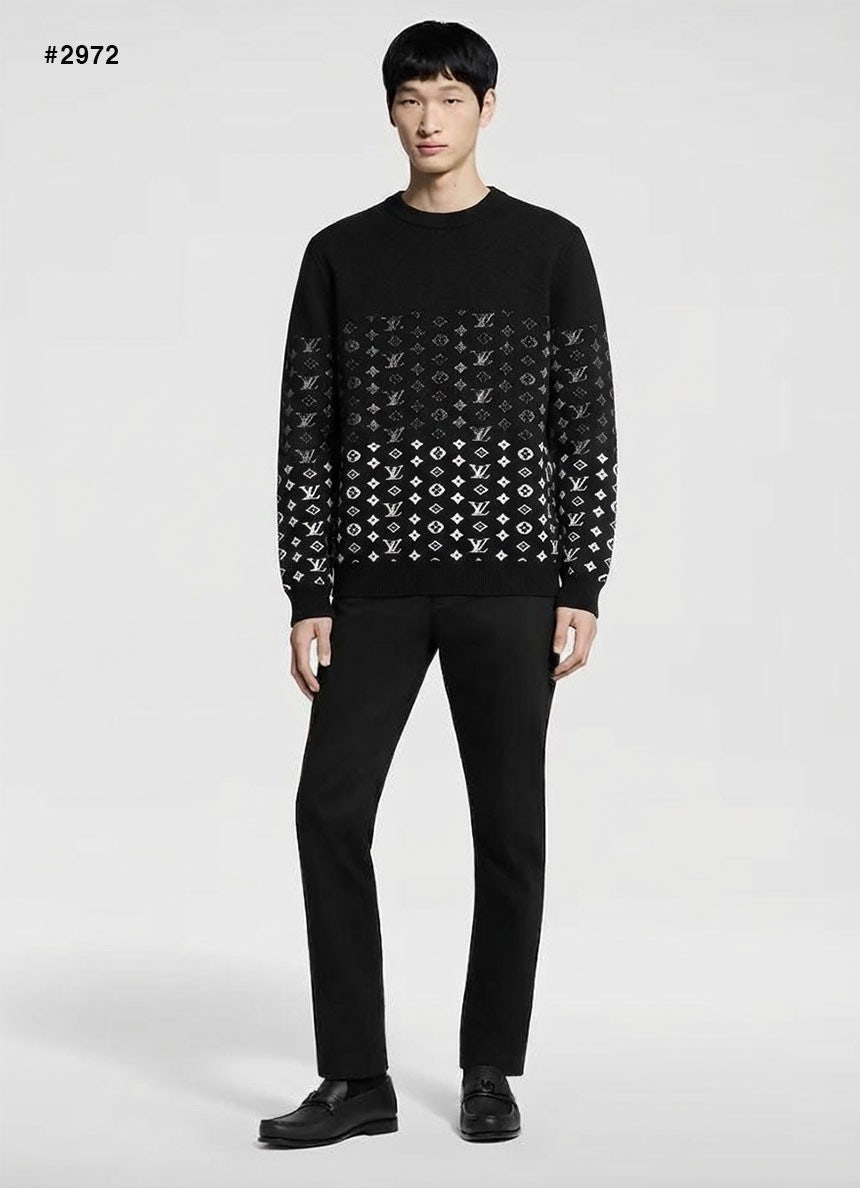 루이비통 그라데이션 화이트 모노그램 라운드 니트