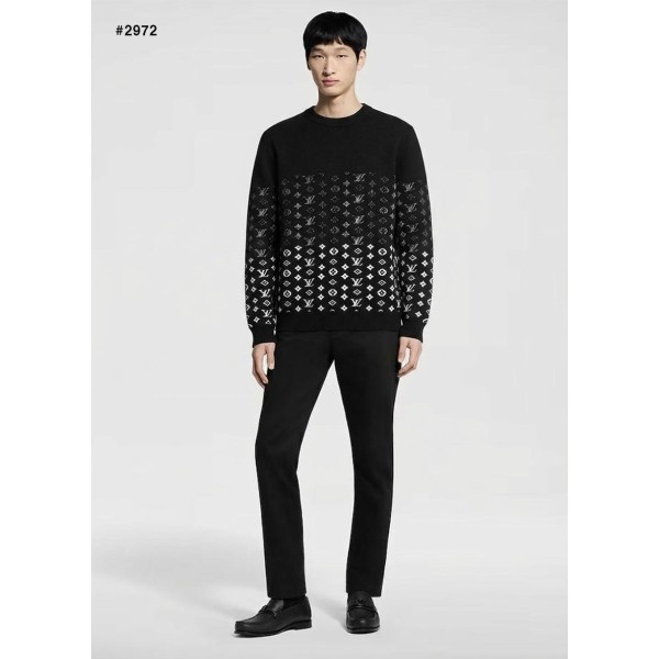 루이비통 그라데이션 화이트 모노그램 라운드 니트-레플리카 사이트 쇼핑몰