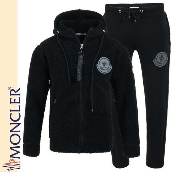 몽클레어 빅로고 양털 후드 집업 셋업 -블랙--레플리카 사이트 쇼핑몰