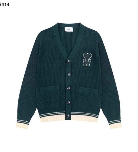 아미 W 하트 로고 가디건 - 그린