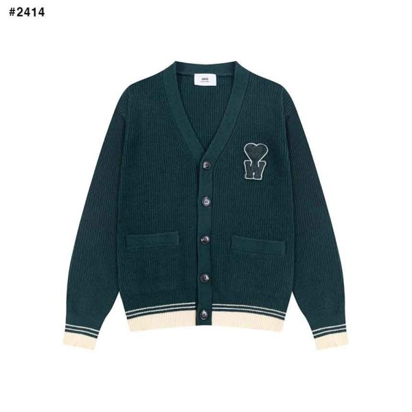 아미 W 하트 로고 가디건 - 그린-레플리카 사이트 쇼핑몰