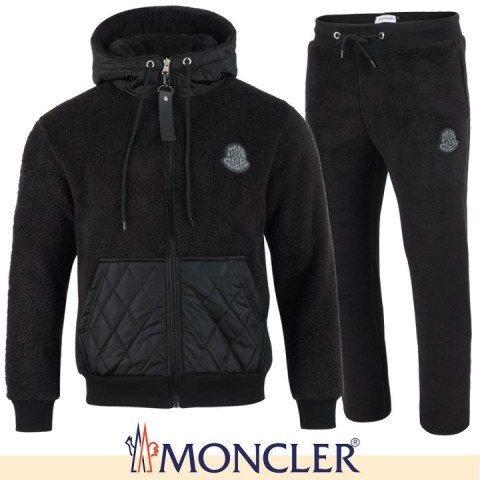 몽클레어 시어링 로고 패치 양털 셋업