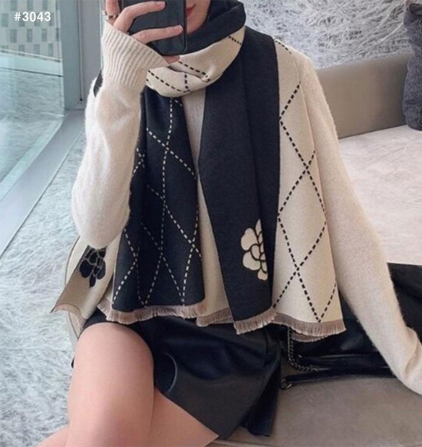 샤넬 로즈 클래식 리버시블 울 머플러