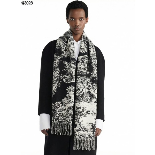 크리스찬 디올 Toile De Jouy 새비지 클래식 울 자카드 태슬 숄 머플러 - 2 Color-레플리카 사이트 쇼핑몰