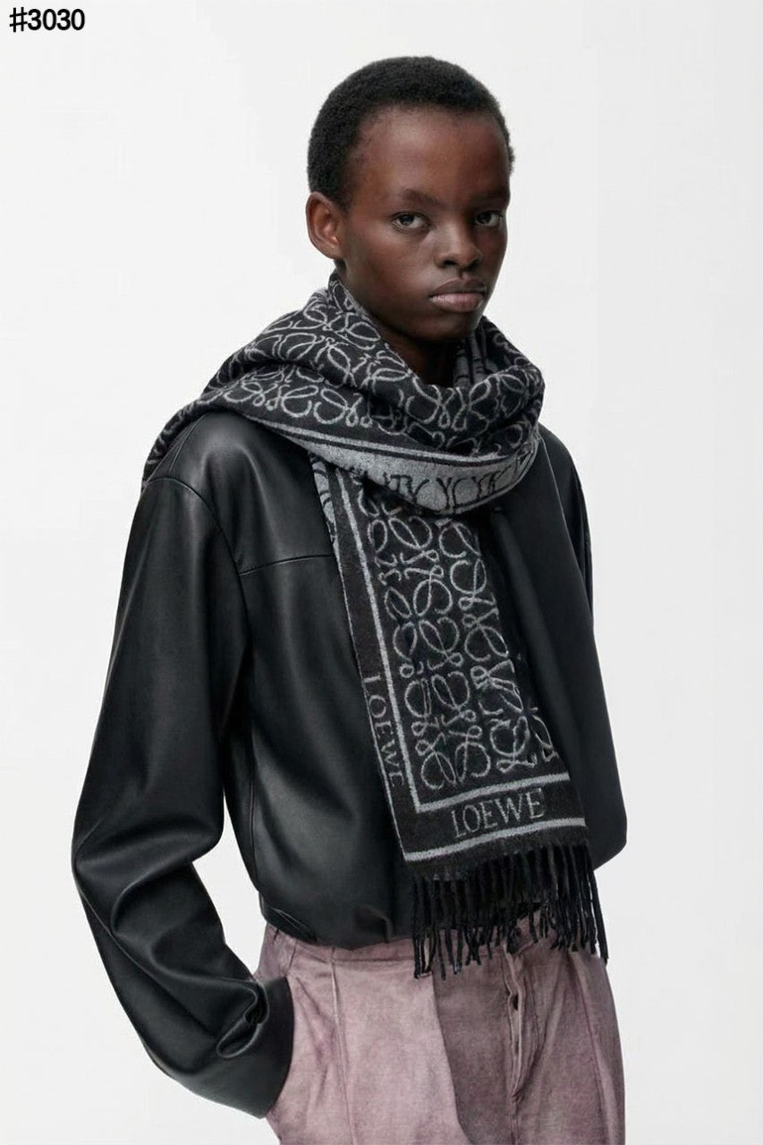 로에베 아나그램 울 자카드 태슬 숄 머플러 - 3 Color